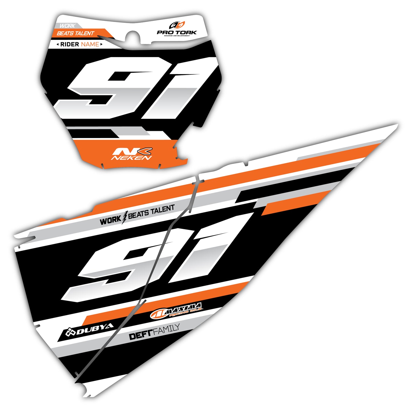 Front & Side Number Plate Graphics Kit - Fits KTM SX50, SX65, SX85, 125 SX, 250 SX-F, 350 SX-F, 450 SX-F, 250 EXC-F, 300 EXC, 500 EXC-F