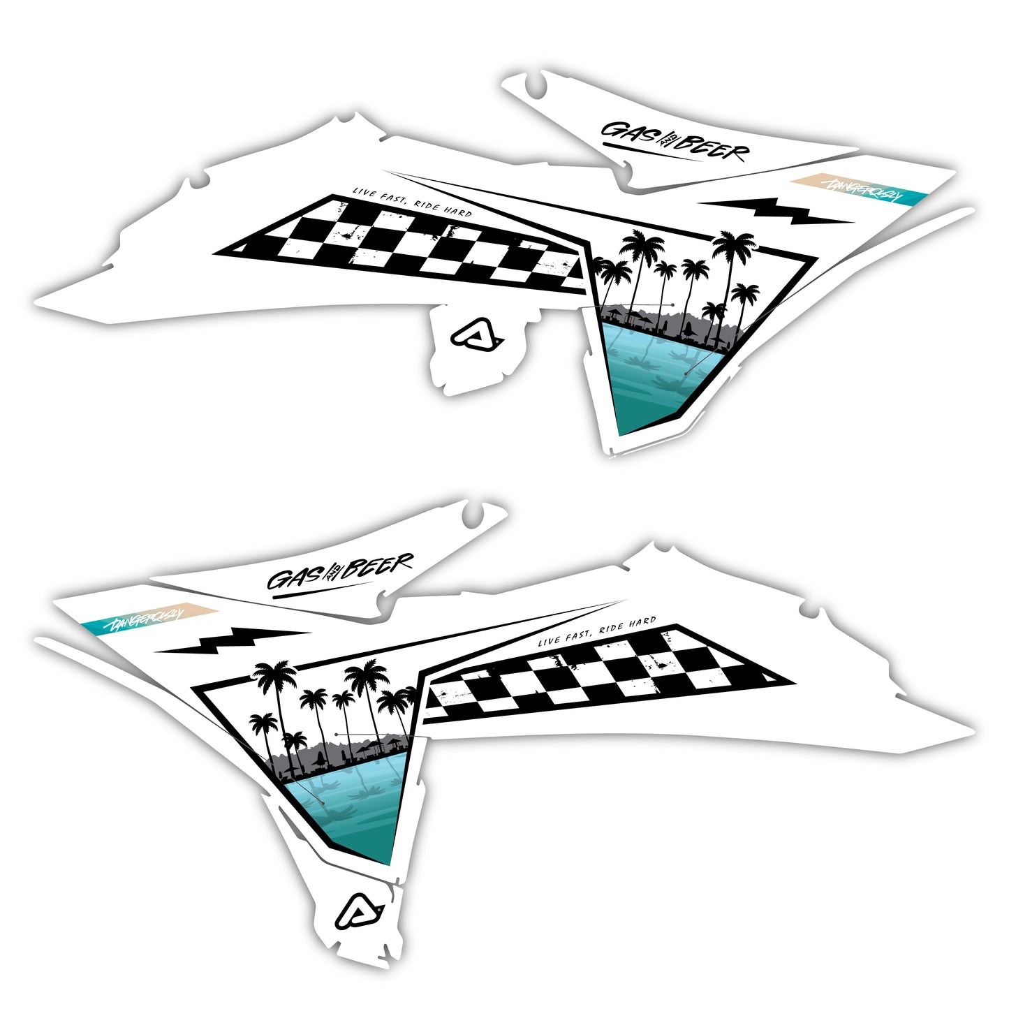Radiator Shroud Graphics Kit - Fits KTM SX50, SX65, SX85, 125 SX, 250 SX-F, 350 SX-F, 450 SX-F, 250 EXC-F, 300 EXC, 500 EXC-F