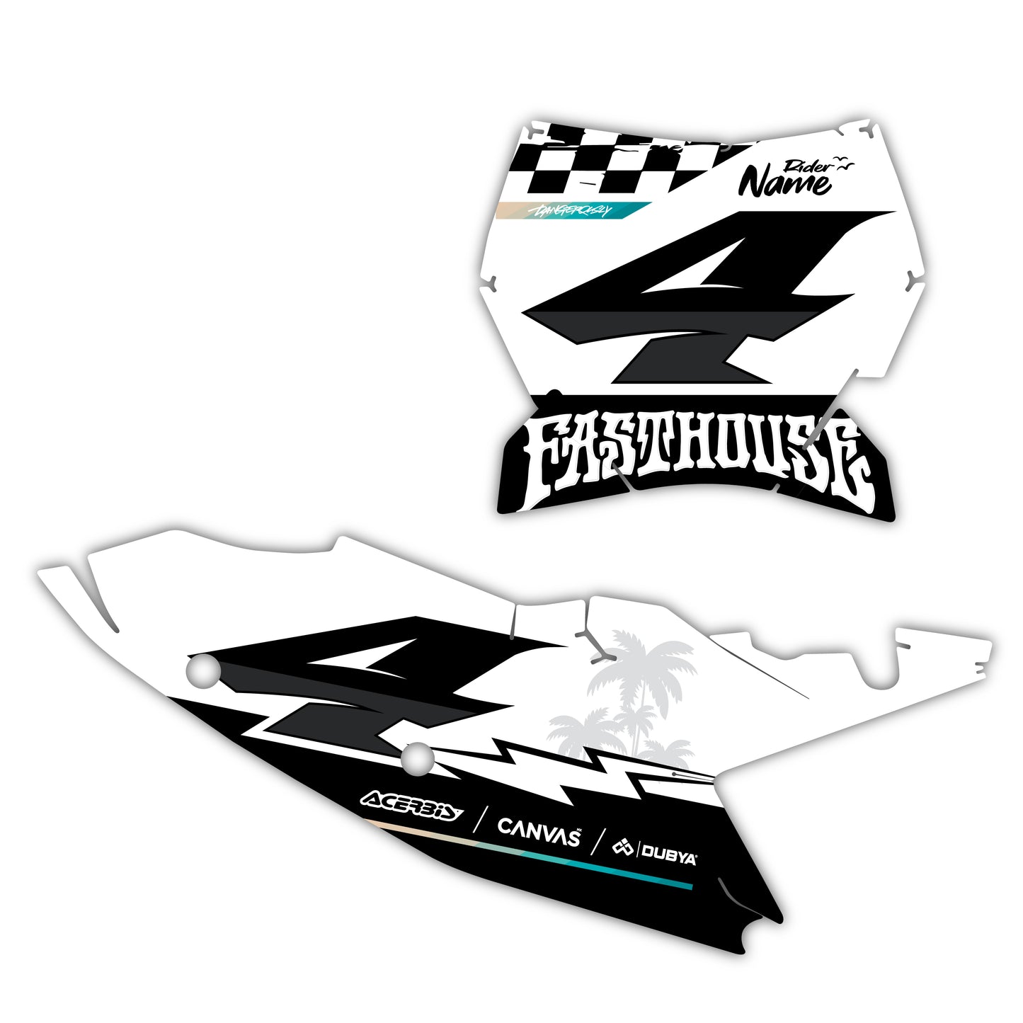 Front & Side Number Plate Graphics Kit - Fits KTM SX50, SX65, SX85, 125 SX, 250 SX-F, 350 SX-F, 450 SX-F, 250 EXC-F, 300 EXC, 500 EXC-F