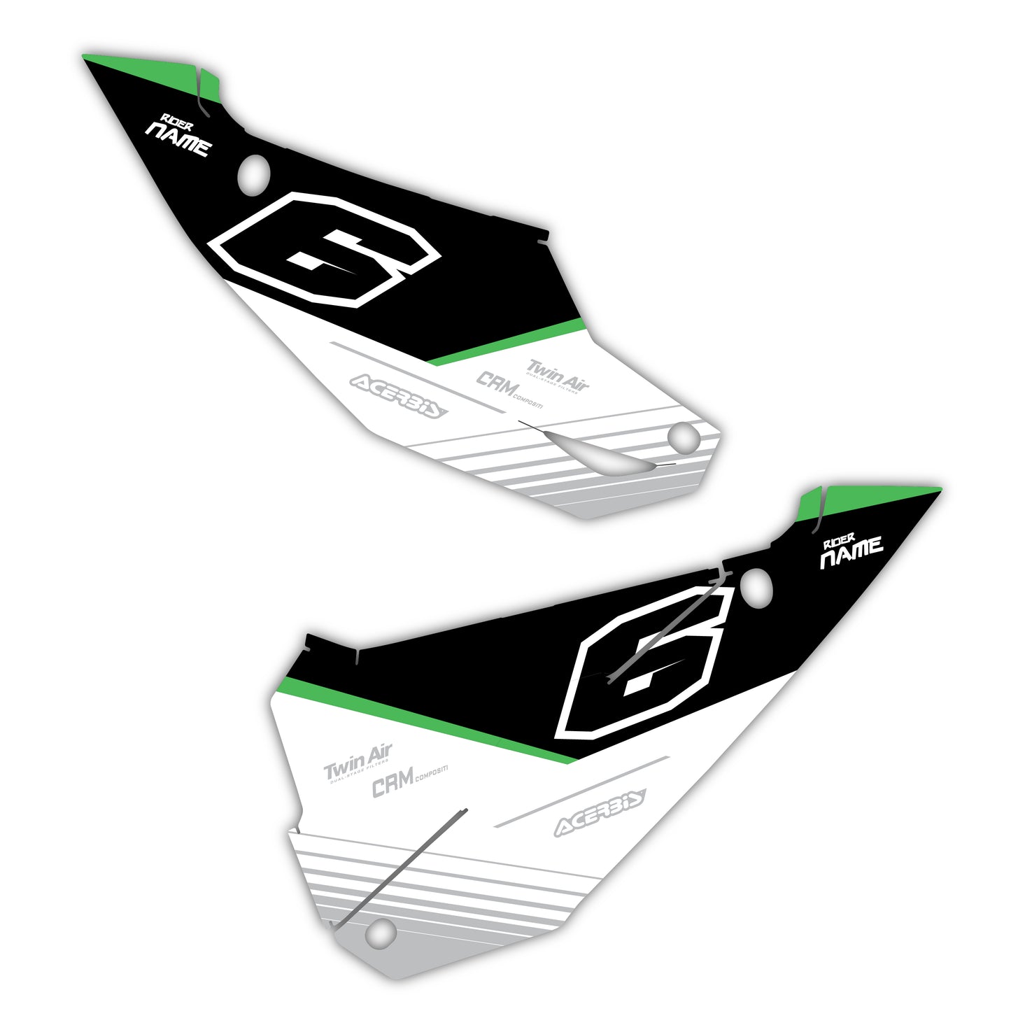 Side Number Plate Graphics Kit - Fits Kawasaki KX65, KX85, KX250, KX250F, KX450F, KX450X