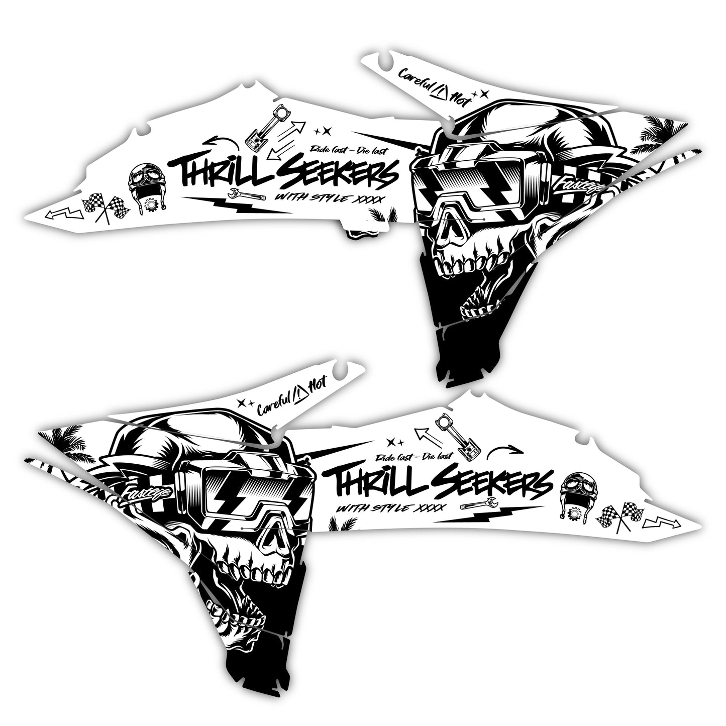 Radiator Shroud Graphics Kit - Fits KTM SX50, SX65, SX85, 125 SX, 250 SX-F, 350 SX-F, 450 SX-F, 250 EXC-F, 300 EXC, 500 EXC-F