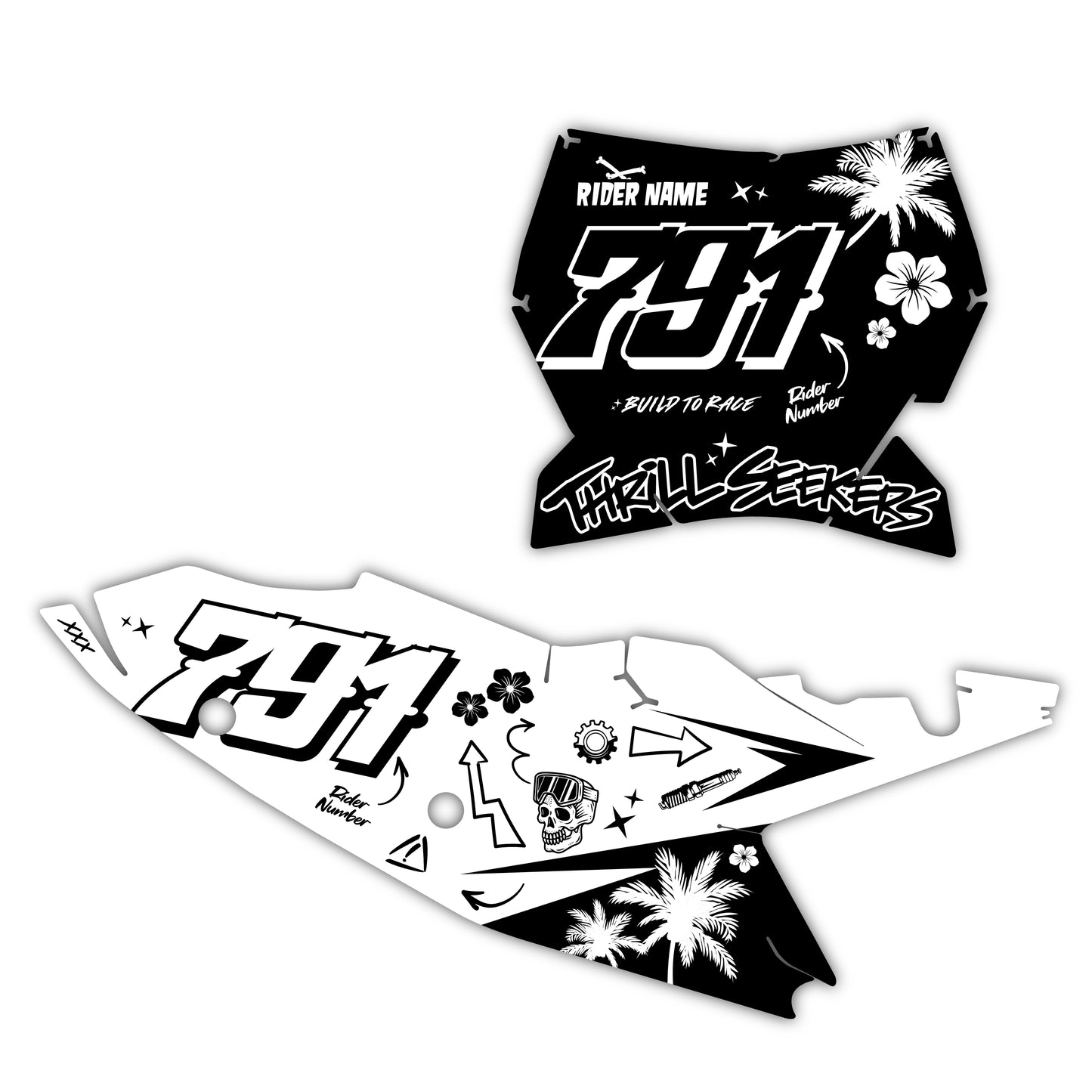 Front & Side Number Plate Graphics Kit - Fits KTM SX50, SX65, SX85, 125 SX, 250 SX-F, 350 SX-F, 450 SX-F, 250 EXC-F, 300 EXC, 500 EXC-F