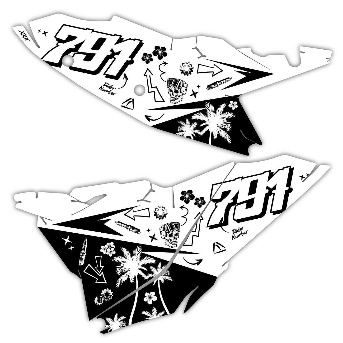 Side Number Plate Graphics Kit - Fits KTM SX50, SX65, SX85, 125 SX, 250 SX-F, 350 SX-F, 450 SX-F, 250 EXC-F, 300 EXC, 500 EXC-F