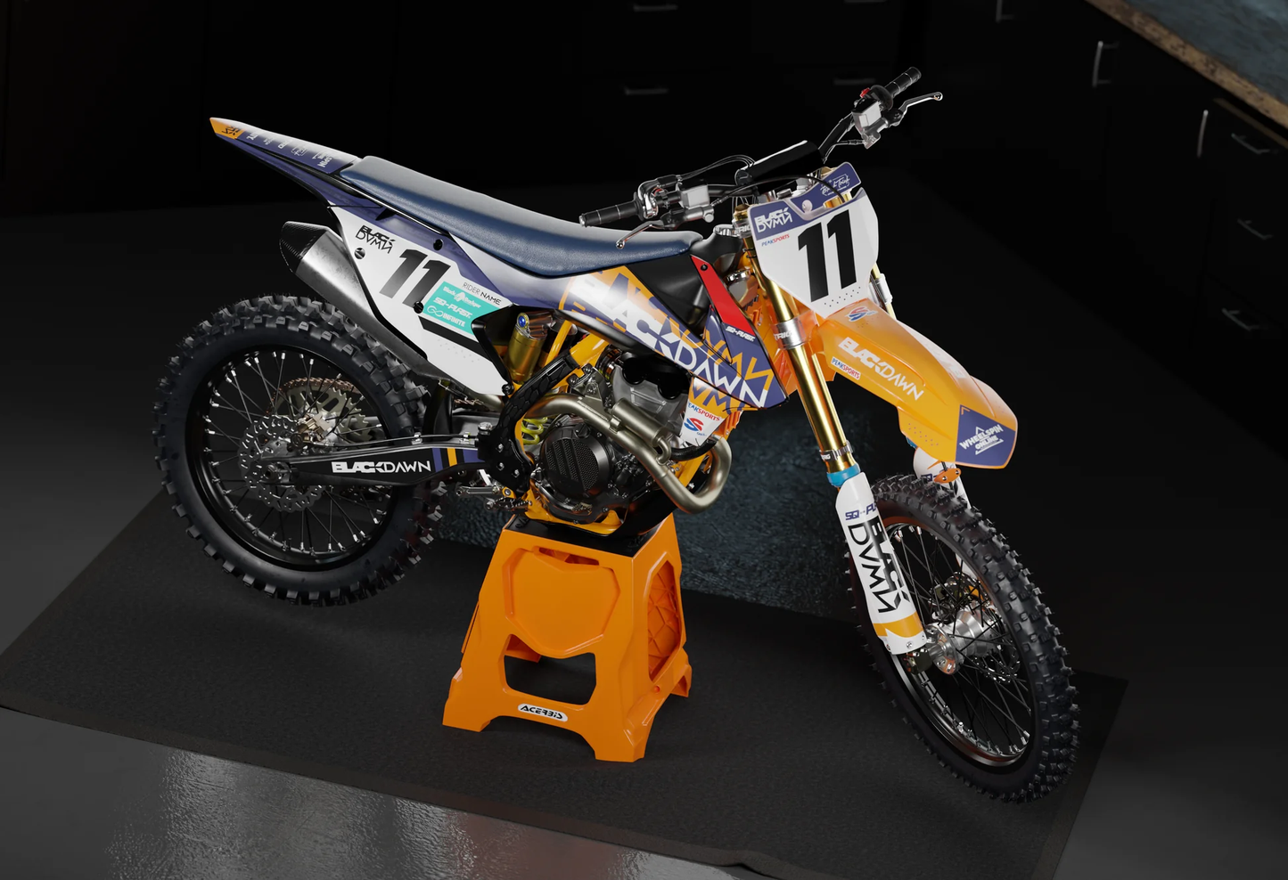 KTM Black Dawn Graphics Kit - SX50 SX65 SX85 SX SXF EXC XC EXCF Six Days 125+