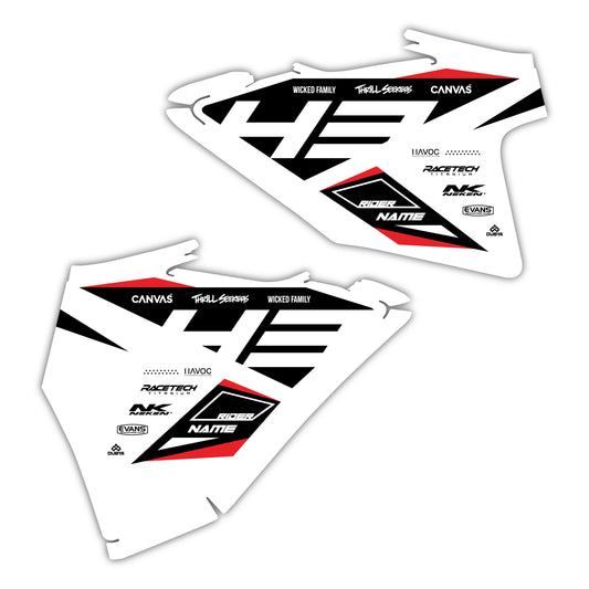 Side Number Plate Graphics Kit - Fits GasGas MC 85, MC 125, MC 250F, MC 450F, EX 250F, EX 300, EC 250, EC 300