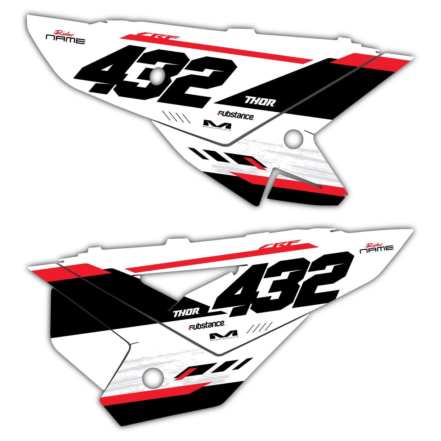 Side Number Plate Graphics Kit - Fits Honda CRF250R, CRF450R, CRF450RX, CR125, CR250