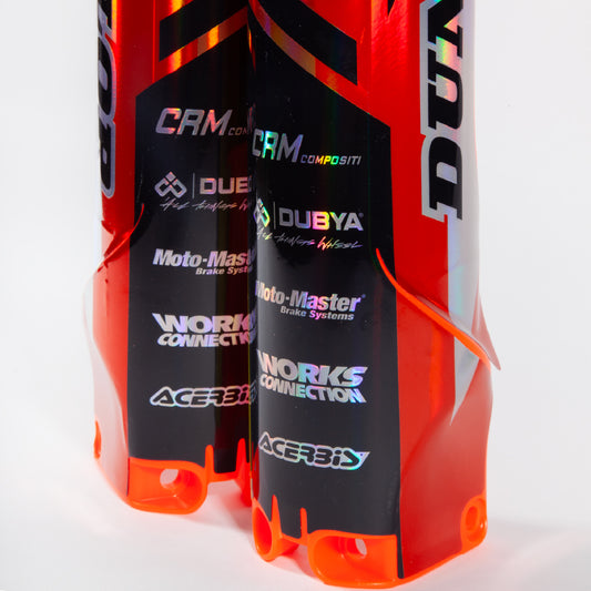 UFO KTM Fork Guard Plastics with Holographic Graphics Fitted SX SXF 2023 – 2024 EXC EXCF 2024, Neon Orange