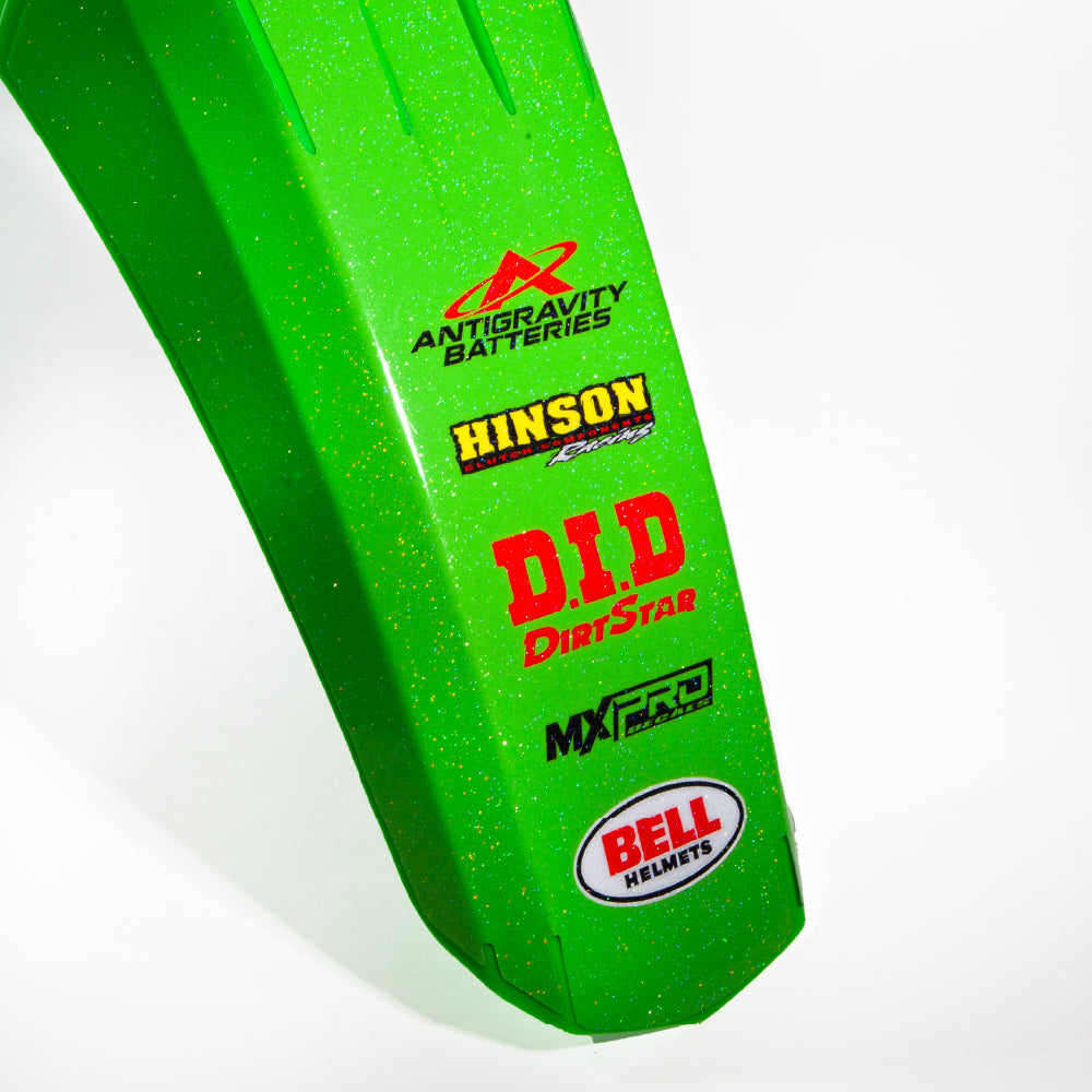 Polisport Kawasaki Front Fender Plastic with Cosmic Shift Graphics Fitted KXF 250 2017 - 2022 KXF 450 2016 - 22, Green