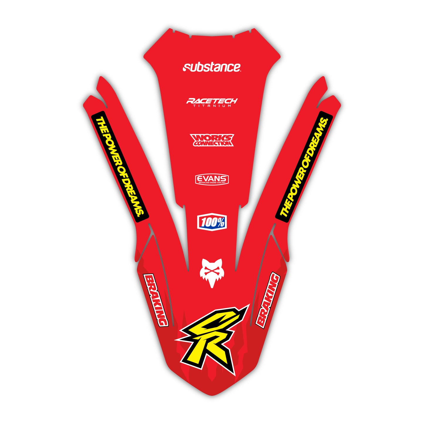 Front Fender Graphics Kit - Fits Honda CRF250R, CRF450R, CRF450RX, CR125, CR250