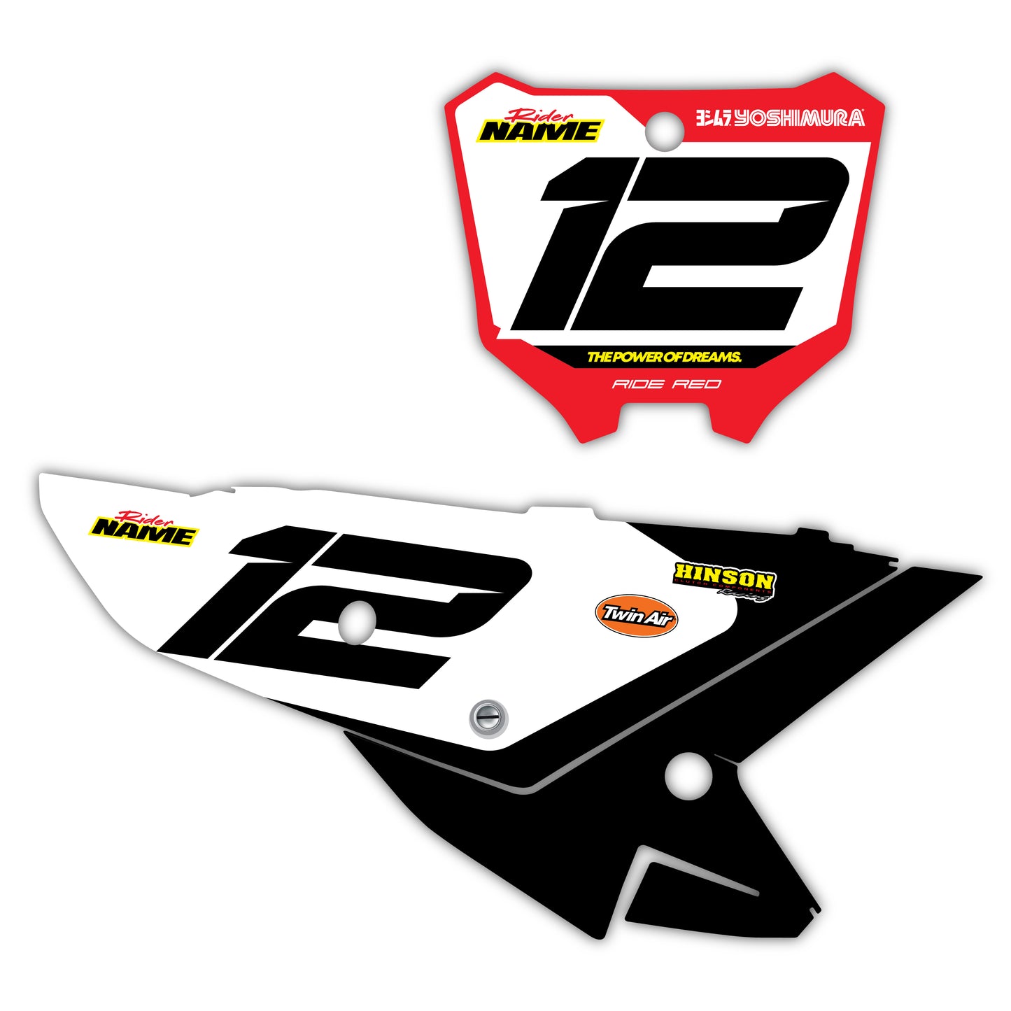 Front & Side Number Plate Graphics Kit - Fits Honda CRF250R, CRF450R, CRF450RX, CR125, CR250