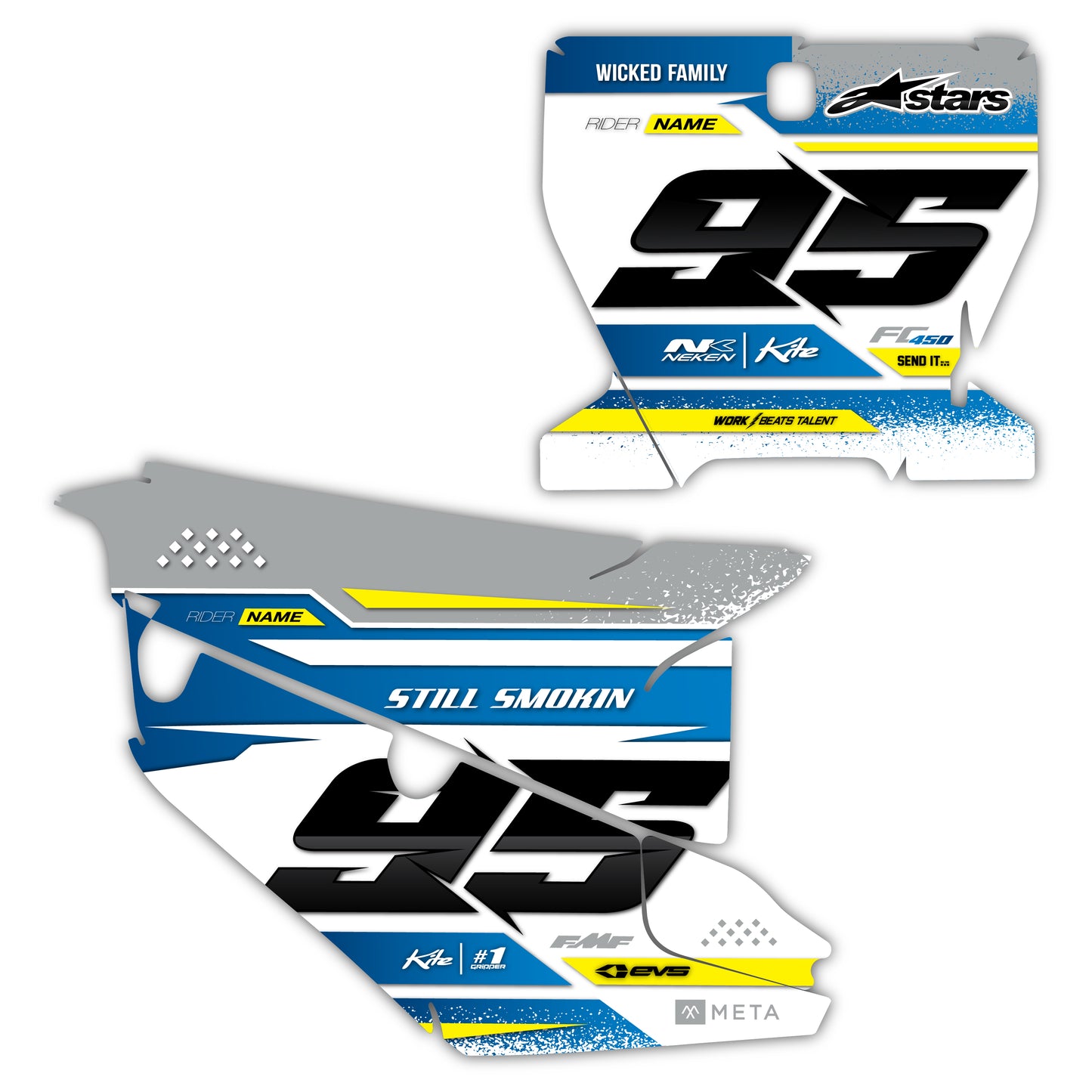 Front & Side Number Plate Graphics Kit - Fits Husqvarna TC 85, TC 125, FC 250, FC 350, FC 450, TE 300, FE 250, FE 350, FE 501