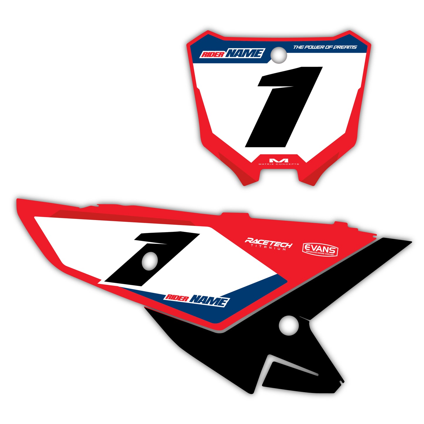 Front & Side Number Plate Graphics Kit - Fits Honda CRF250R, CRF450R, CRF450RX, CR125, CR250
