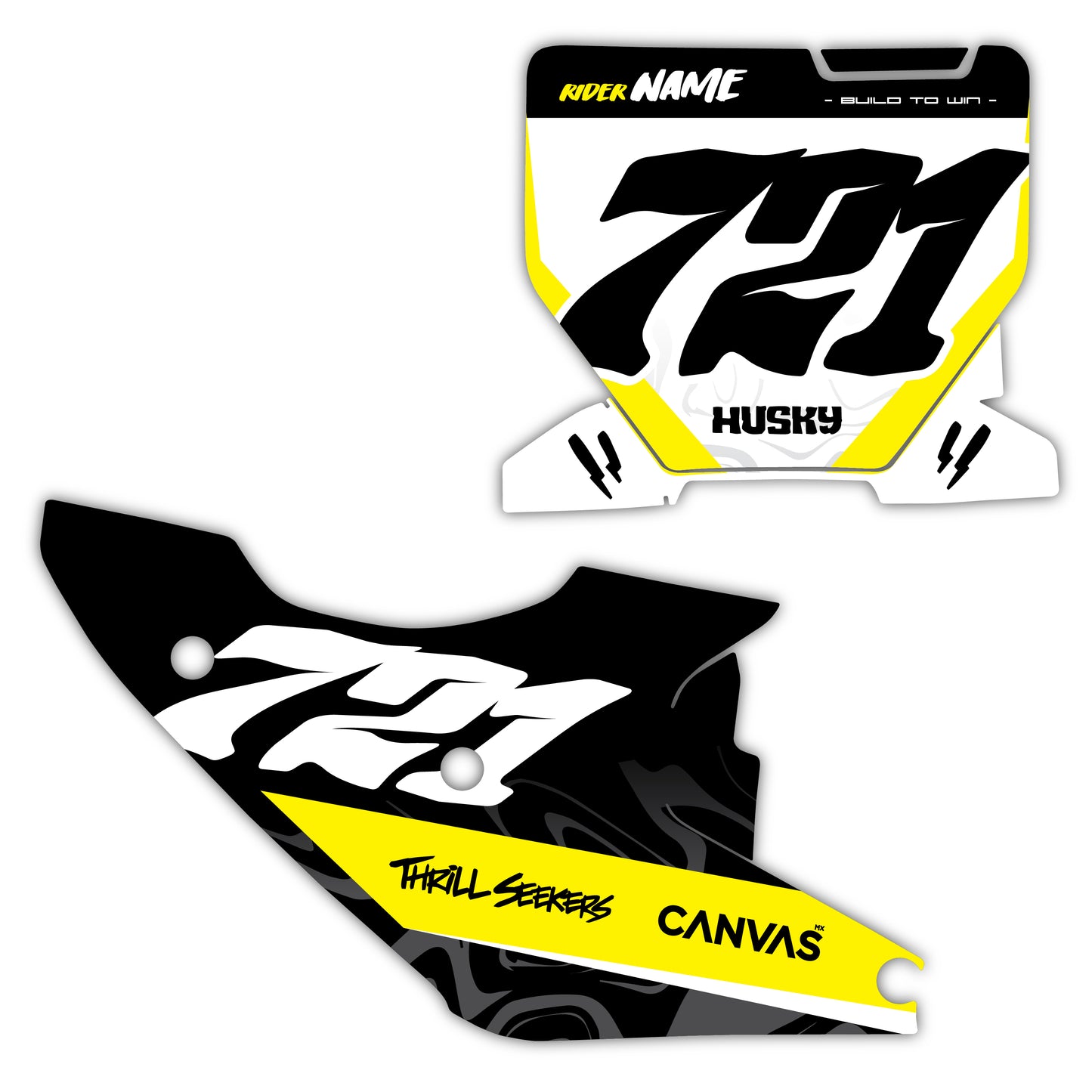 Front & Side Number Plate Graphics Kit - Fits Husqvarna TC 85, TC 125, FC 250, FC 350, FC 450, TE 300, FE 250, FE 350, FE 501