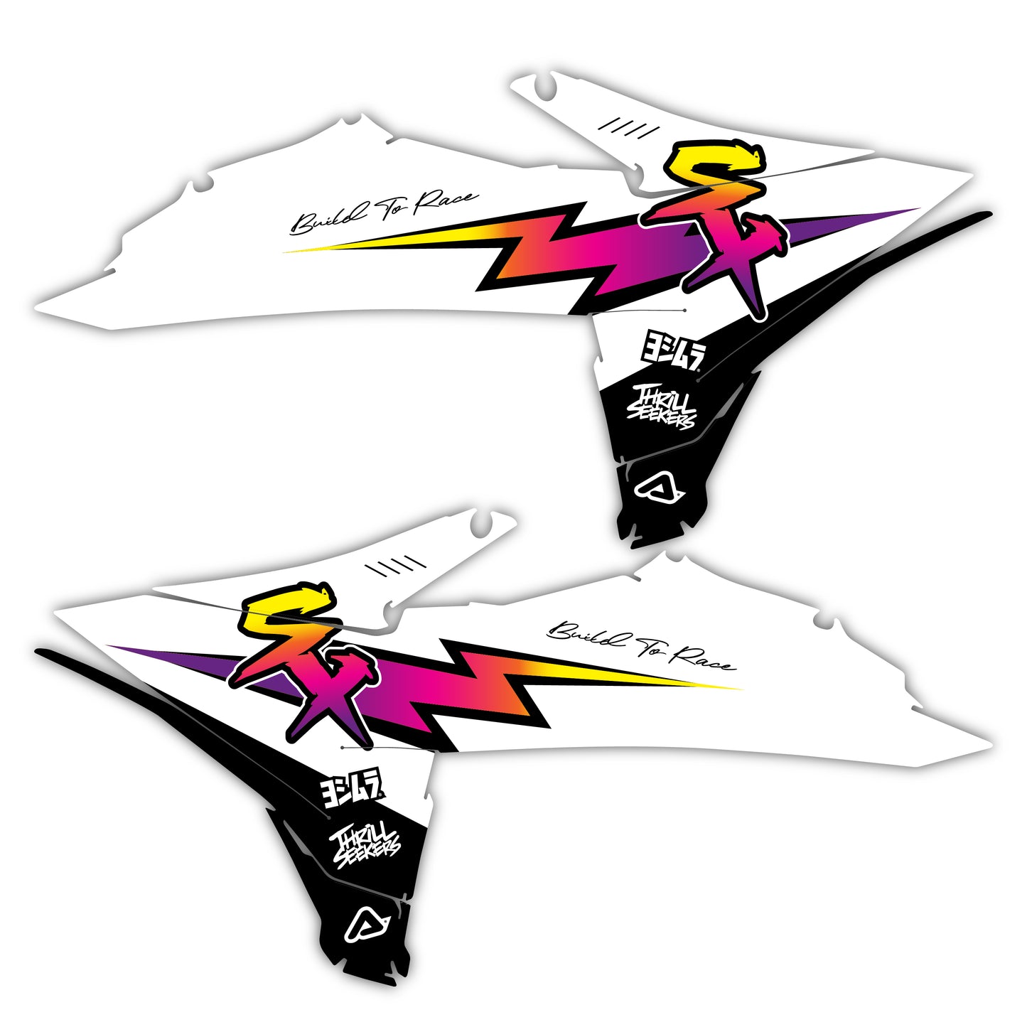 Radiator Shroud Graphics Kit - Fits KTM SX50, SX65, SX85, 125 SX, 250 SX-F, 350 SX-F, 450 SX-F, 250 EXC-F, 300 EXC, 500 EXC-F