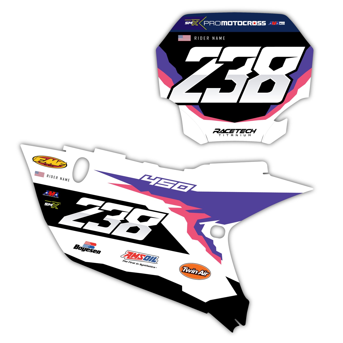 Front & Side Number Plate Graphics Kit - Fits Yamaha YZ125, YZ250, YZ250F, YZ450F, WR250F, WR450F
