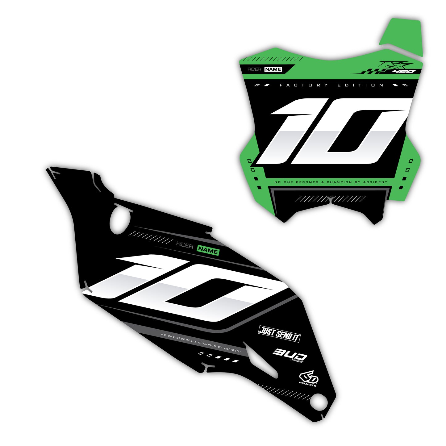 Front & Side Number Plate Graphics Kit - Fits Kawasaki KX65, KX85, KX250, KX250F, KX450F, KX450X