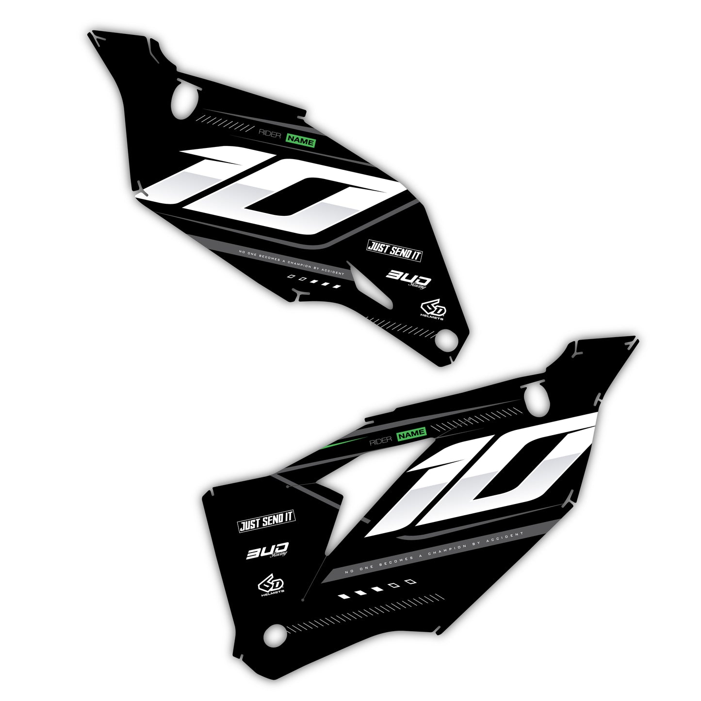 Side Number Plate Graphics Kit - Fits Kawasaki KX65, KX85, KX250, KX250F, KX450F, KX450X