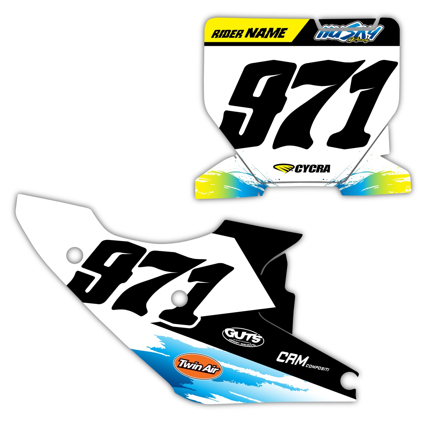 Front & Side Number Plate Graphics Kit - Fits Husqvarna TC 85, TC 125, FC 250, FC 350, FC 450, TE 300, FE 250, FE 350, FE 501