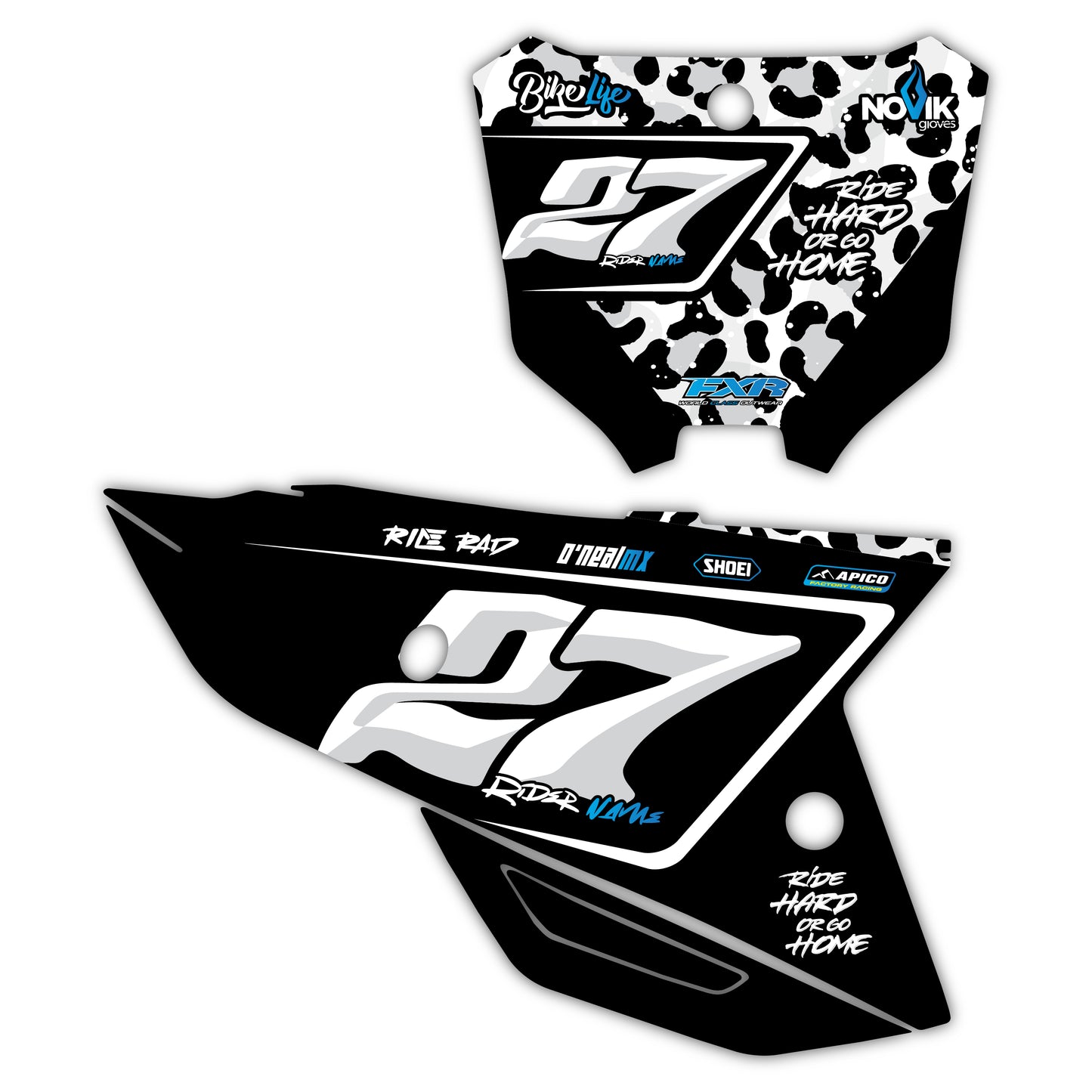 Front & Side Number Plate Graphics Kit - Fits Honda CRF250R, CRF450R, CRF450RX, CR125, CR250