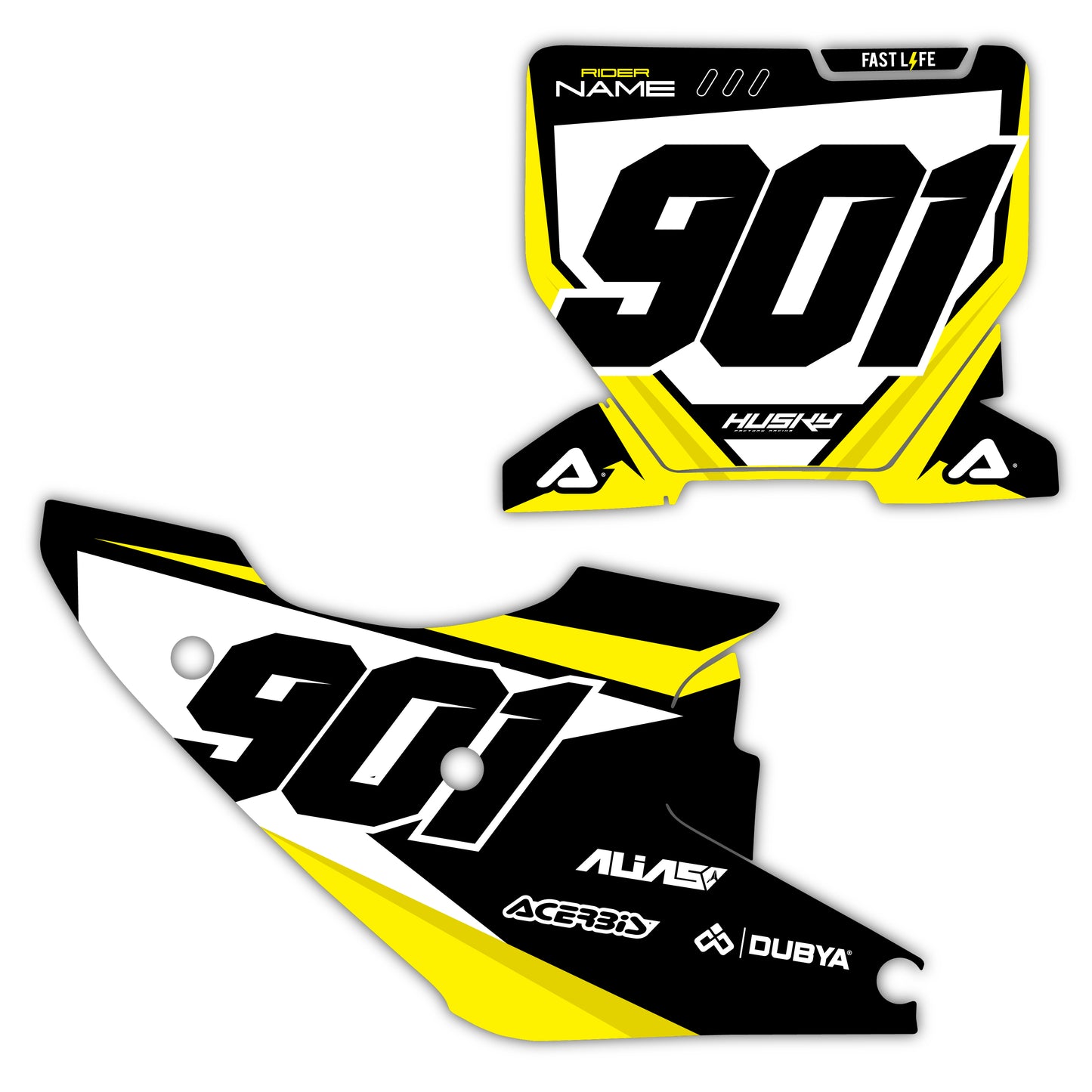 Front & Side Number Plate Graphics Kit - Fits Husqvarna TC 85, TC 125, FC 250, FC 350, FC 450, TE 300, FE 250, FE 350, FE 501