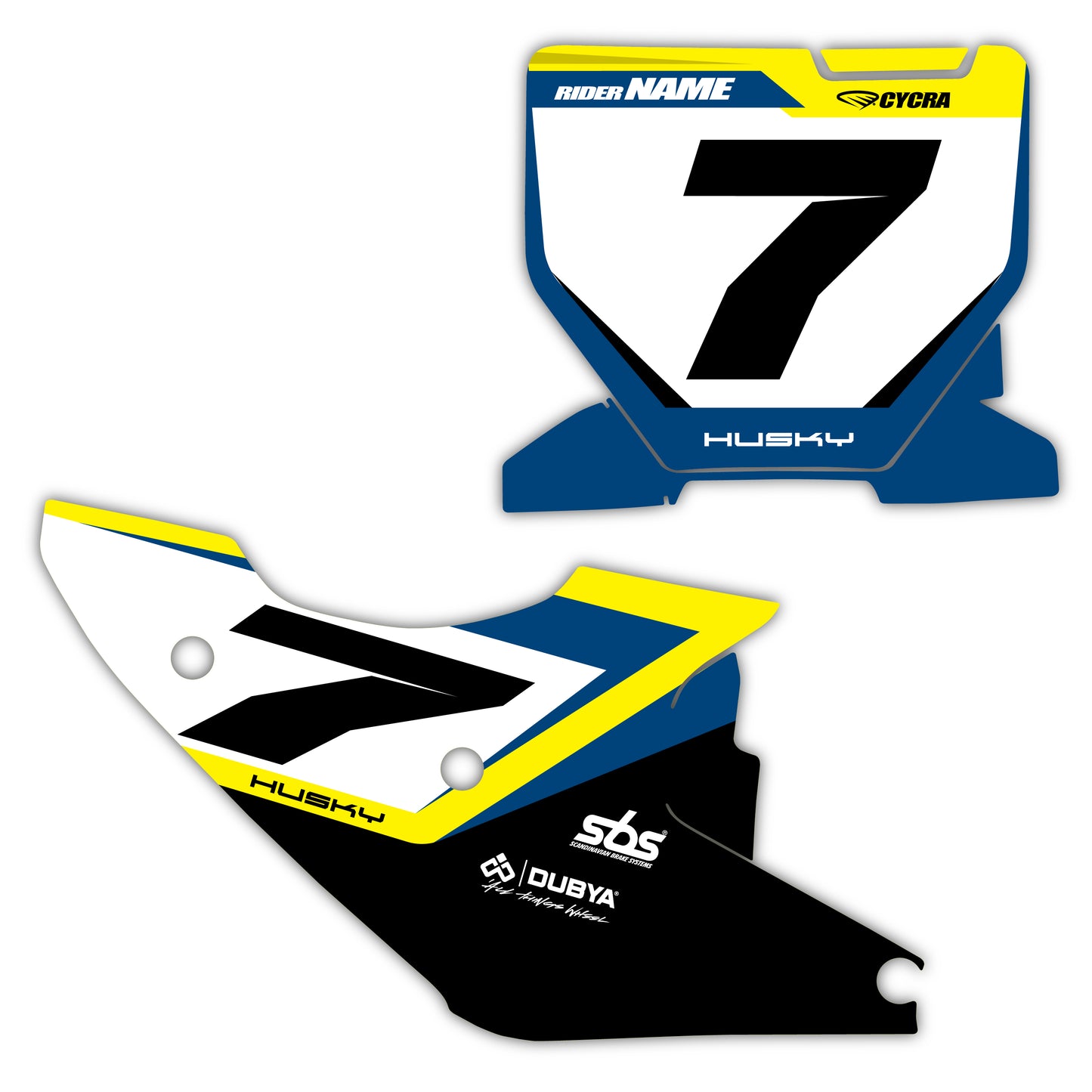 Front & Side Number Plate Graphics Kit - Fits Husqvarna TC 85, TC 125, FC 250, FC 350, FC 450, TE 300, FE 250, FE 350, FE 501