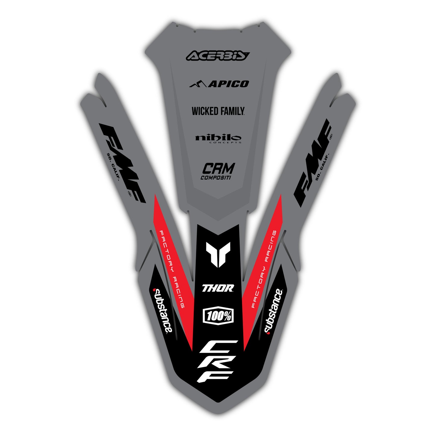 Front Fender Graphics Kit - Fits Honda CRF250R, CRF450R, CRF450RX, CR125, CR250