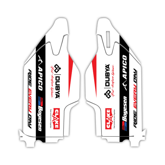 Kawasaki 2009-26 Fork Guard Plastic & Graphics Bolt-On kit - KX 250 F (2009-26) - KX 450 F (2009-25)