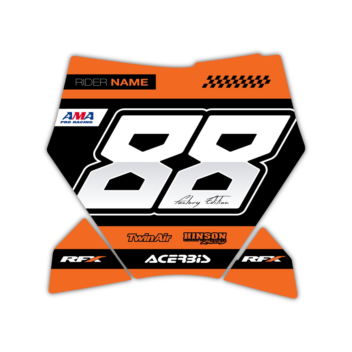 Front Number Plate Graphics Kit - Fits KTM SX50, SX65, SX85, 125 SX, 250 SX-F, 350 SX-F, 450 SX-F, 250 EXC-F, 300 EXC, 500 EXC-F