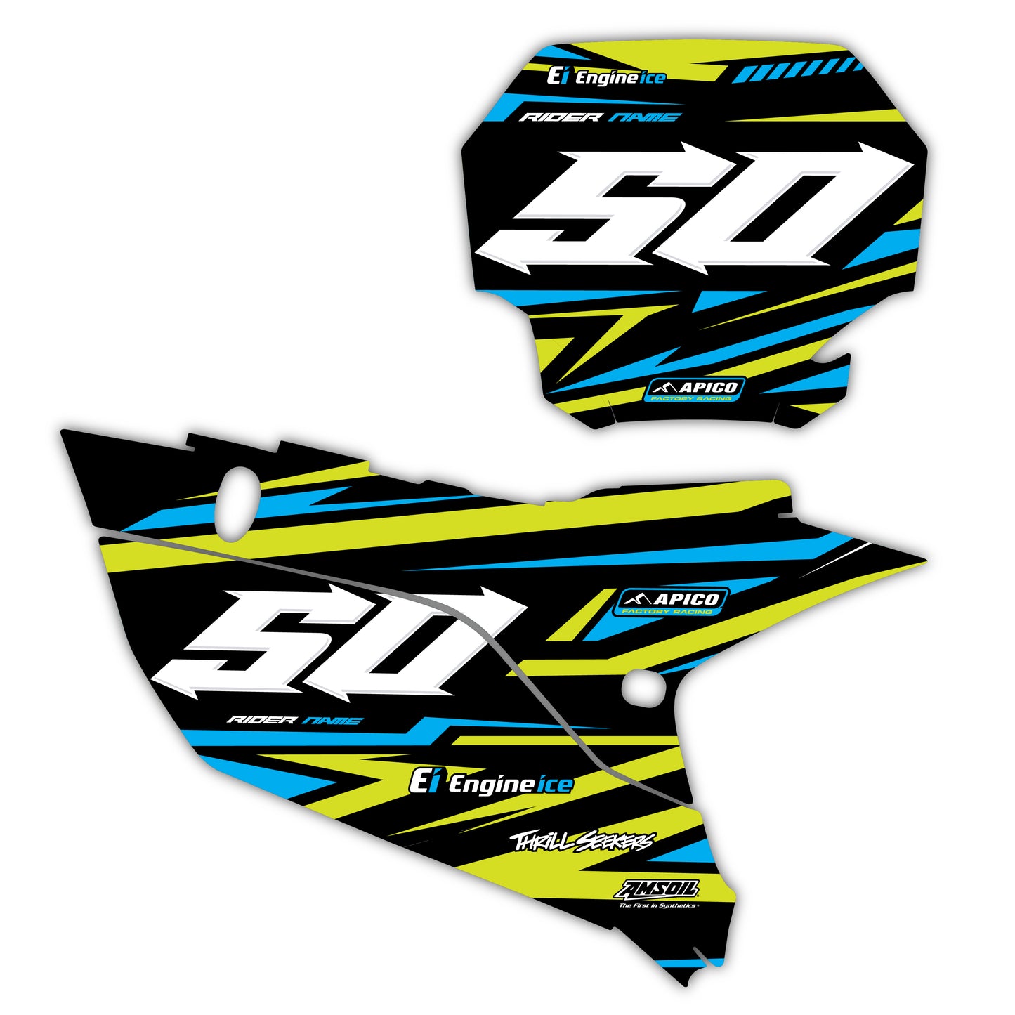 Front & Side Number Plate Graphics Kit - Fits Yamaha YZ125, YZ250, YZ250F, YZ450F, WR250F, WR450F