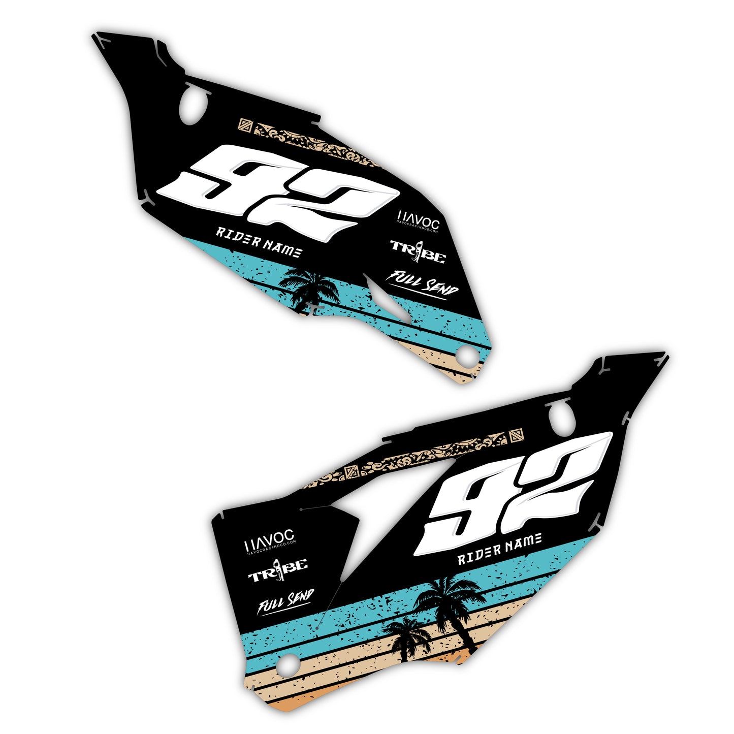 Side Number Plate Graphics Kit - Fits Kawasaki KX65, KX85, KX250, KX250F, KX450F, KX450X