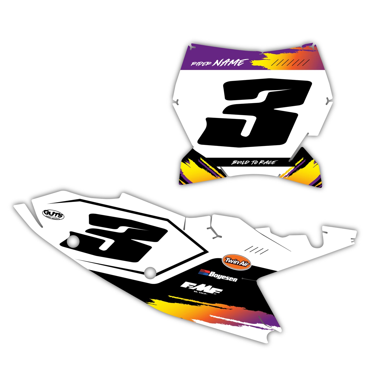 Front & Side Number Plate Graphics Kit - Fits KTM SX50, SX65, SX85, 125 SX, 250 SX-F, 350 SX-F, 450 SX-F, 250 EXC-F, 300 EXC, 500 EXC-F