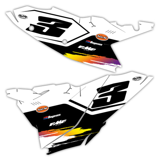 Side Number Plate Graphics Kit - Fits KTM SX50, SX65, SX85, 125 SX, 250 SX-F, 350 SX-F, 450 SX-F, 250 EXC-F, 300 EXC, 500 EXC-F