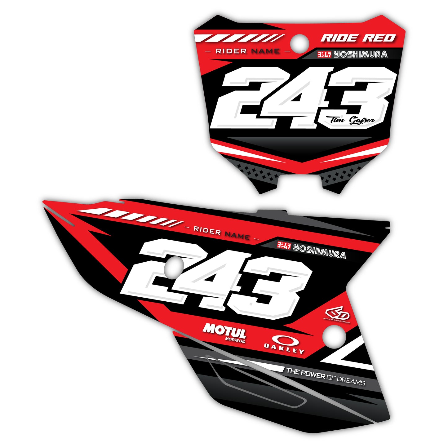 Front & Side Number Plate Graphics Kit - Fits Honda CRF250R, CRF450R, CRF450RX, CR125, CR250