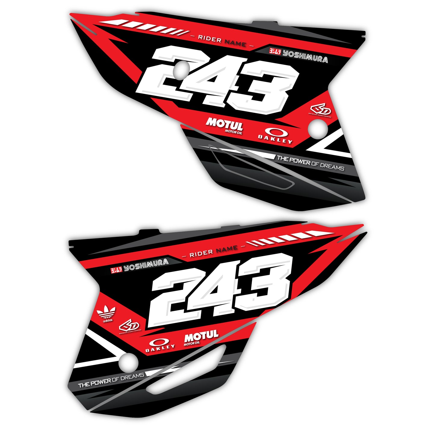 Side Number Plate Graphics Kit - Fits Honda CRF250R, CRF450R, CRF450RX, CR125, CR250