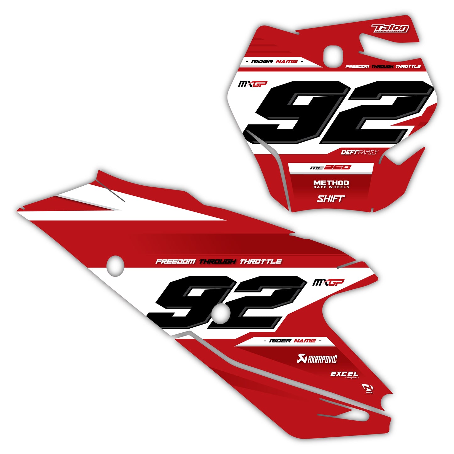 Front & Side Number Plate Graphics Kit - Fits GasGas MC 85, MC 125, MC 250F, MC 450F, EX 250F, EX 300, EC 250, EC 300