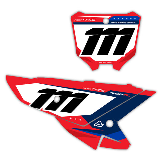 Front & Side Number Plate Graphics Kit - Fits Honda CRF250R, CRF450R, CRF450RX, CR125, CR250