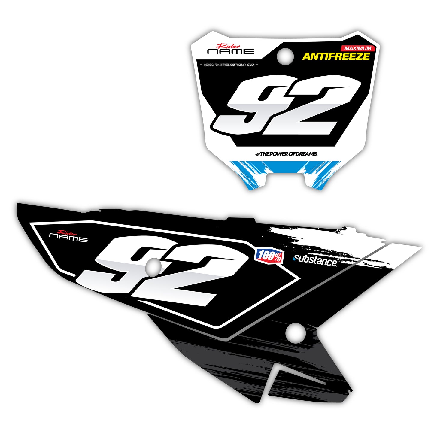 Front & Side Number Plate Graphics Kit - Fits Honda CRF250R, CRF450R, CRF450RX, CR125, CR250