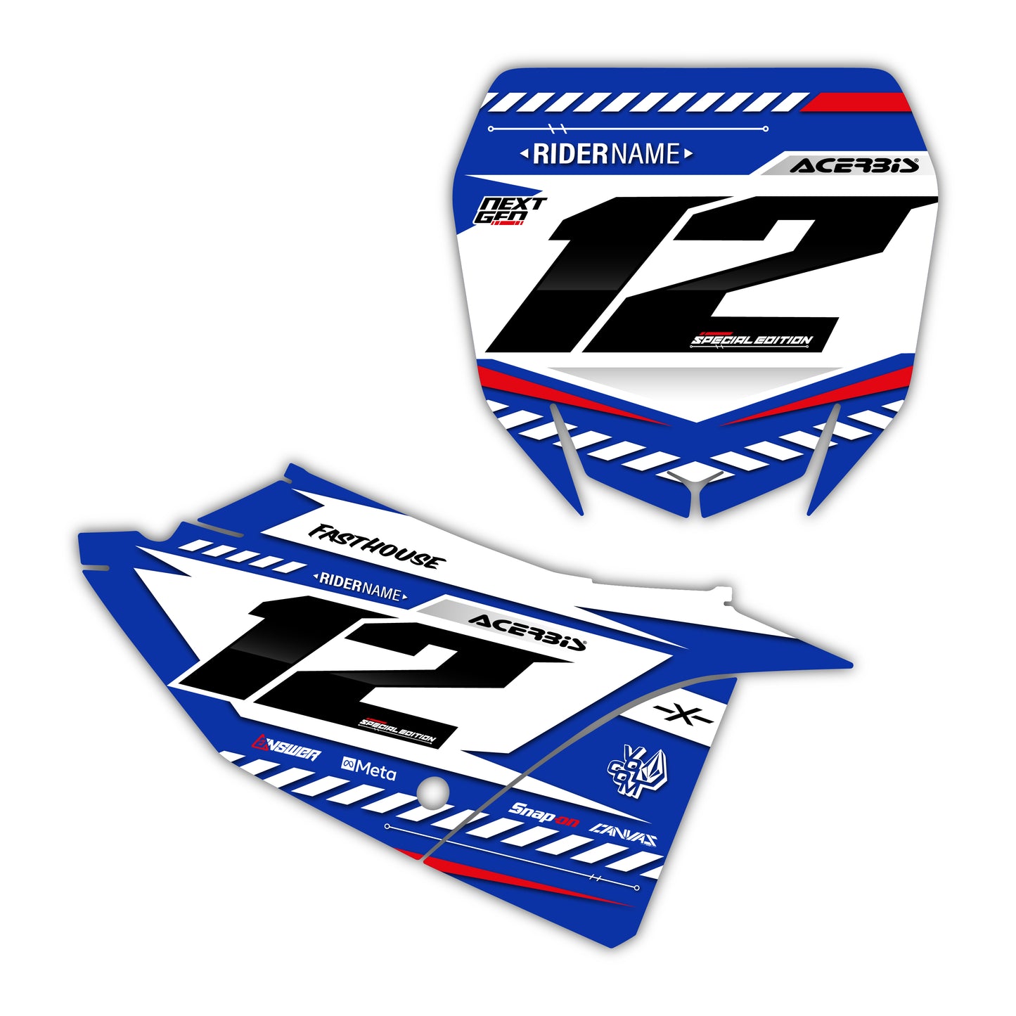 Front & Side Number Plate Graphics Kit - Fits Yamaha YZ125, YZ250, YZ250F, YZ450F, WR250F, WR450F