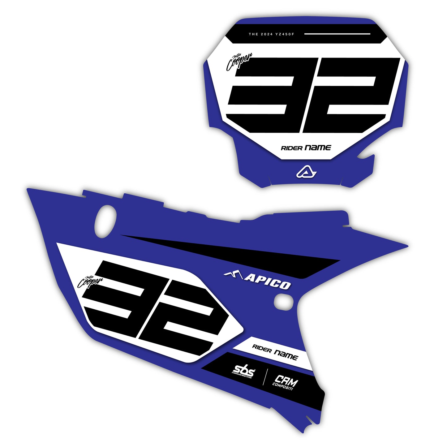 Front & Side Number Plate Graphics Kit - Fits Yamaha YZ125, YZ250, YZ250F, YZ450F, WR250F, WR450F
