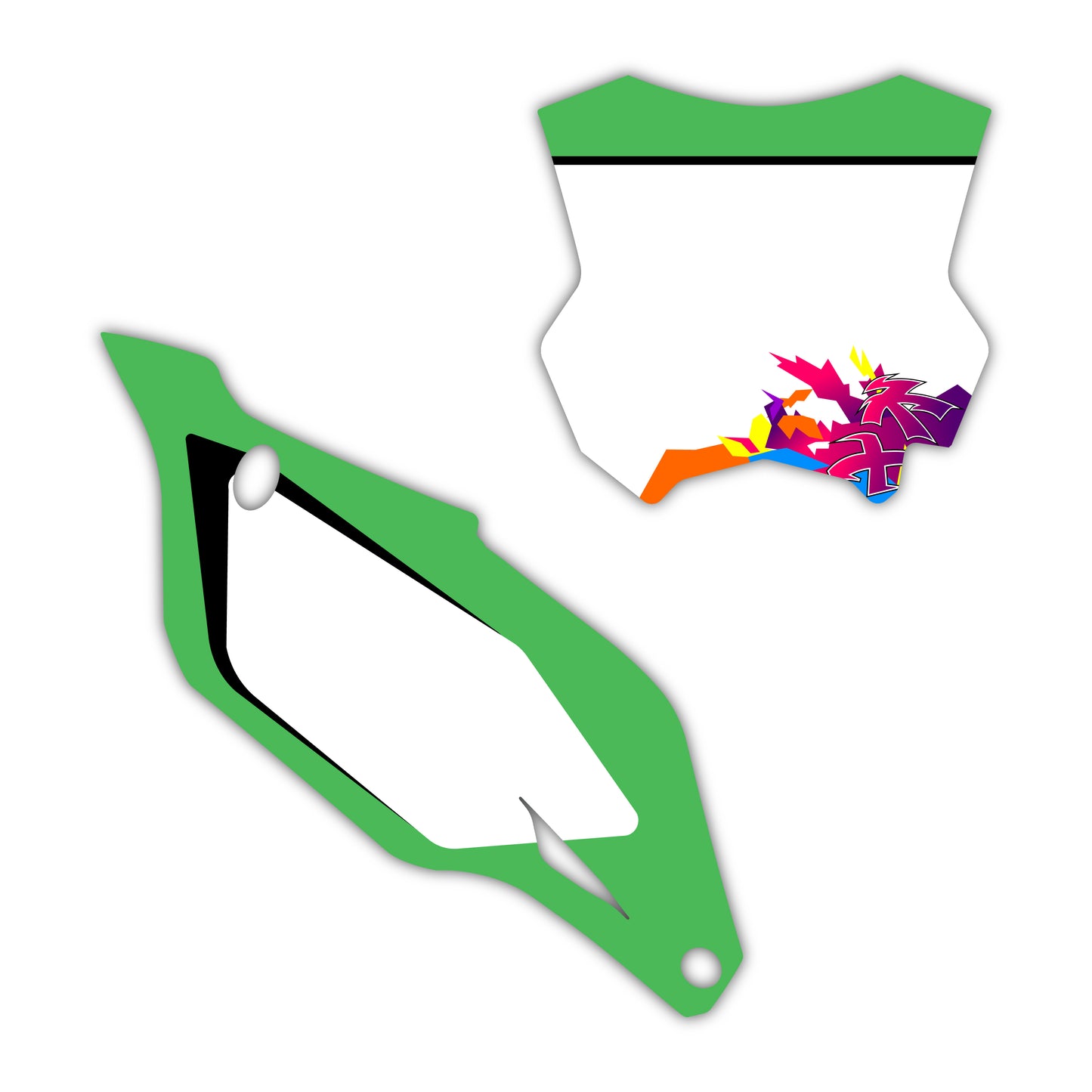 Front & Side Number Plate Graphics Kit - Fits Kawasaki KX65, KX85, KX250, KX250F, KX450F, KX450X