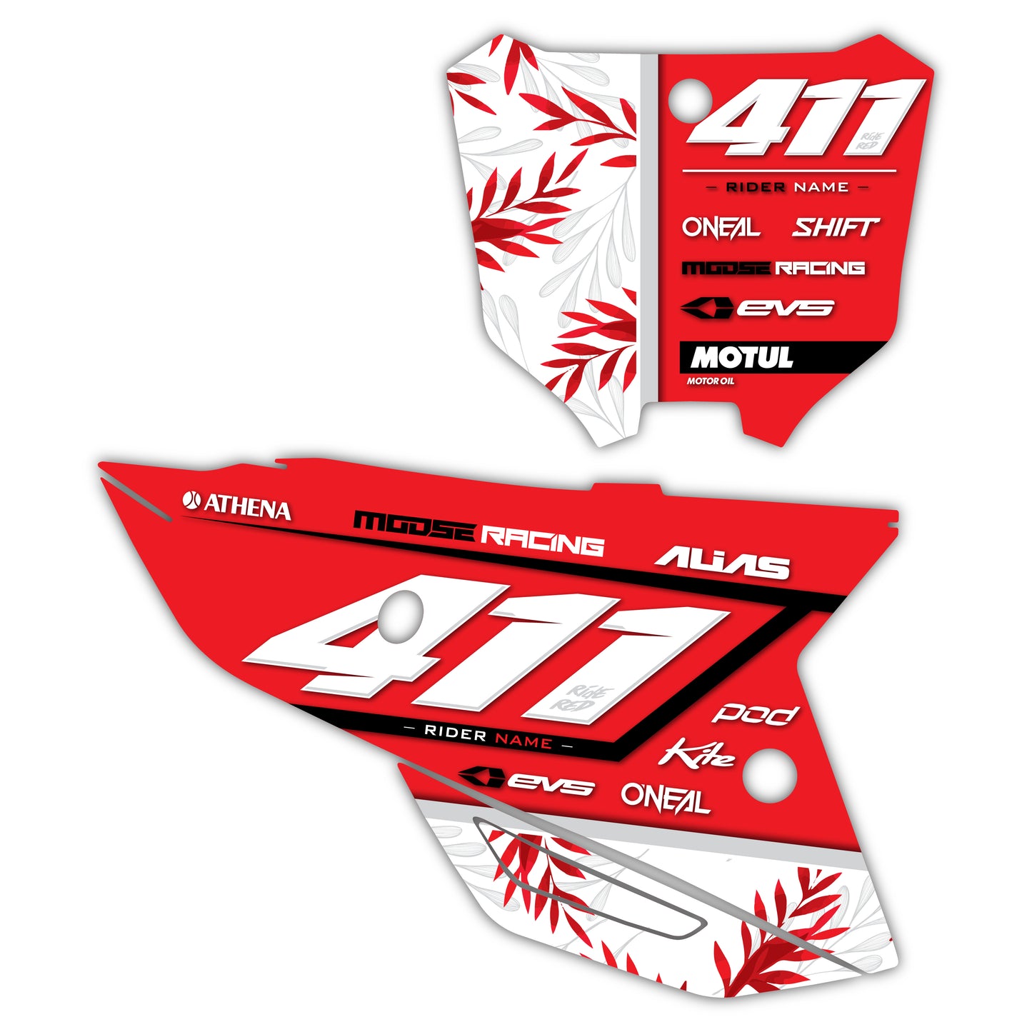 Front & Side Number Plate Graphics Kit - Fits Honda CRF250R, CRF450R, CRF450RX, CR125, CR250