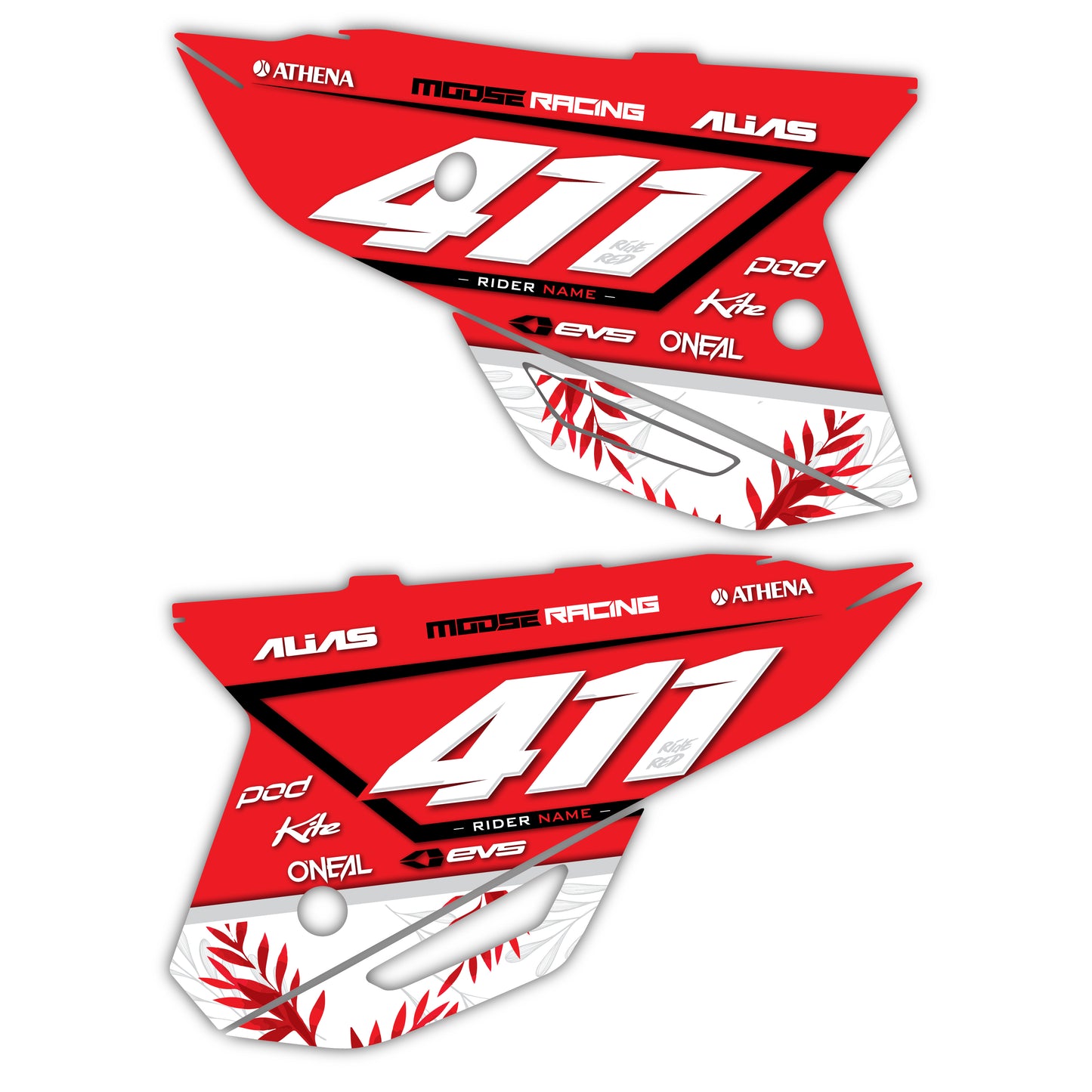 Side Number Plate Graphics Kit - Fits Honda CRF250R, CRF450R, CRF450RX, CR125, CR250