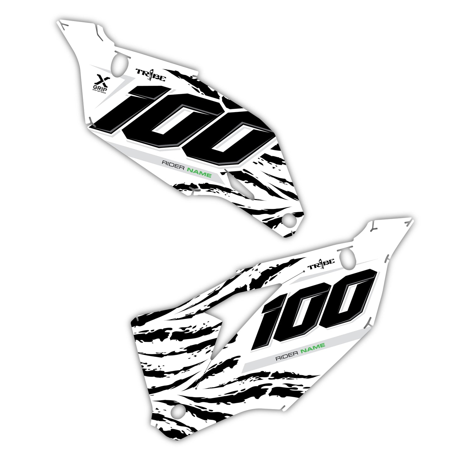 Side Number Plate Graphics Kit - Fits Kawasaki KX65, KX85, KX250, KX250F, KX450F, KX450X