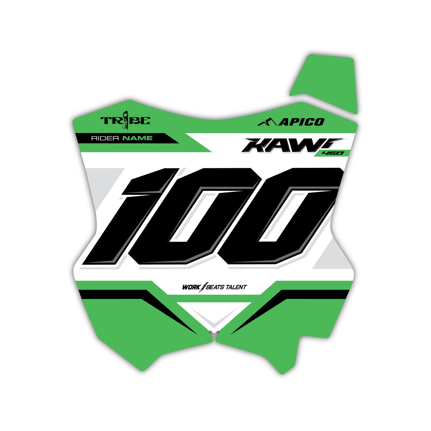 Front Number Plate Graphics Kit - Fits Kawasaki KX65, KX85, KX250, KX250F, KX450F, KX450X