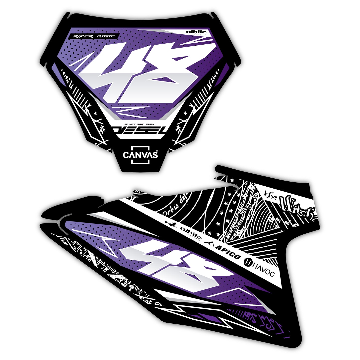 Front & Side Number Plate Graphics Kit - Fits GasGas MC 85, MC 125, MC 250F, MC 450F, EX 250F, EX 300, EC 250, EC 300