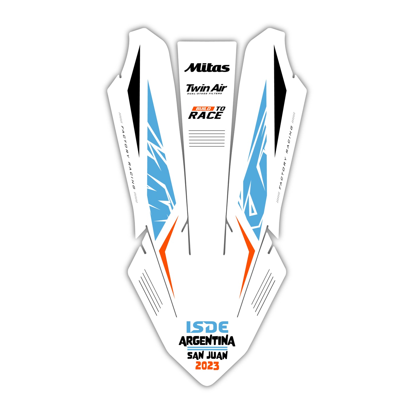 Front Fender Graphics Kit - Fits KTM SX50, SX65, SX85, 125 SX, 250 SX-F, 350 SX-F, 450 SX-F, 250 EXC-F, 300 EXC, 500 EXC-F