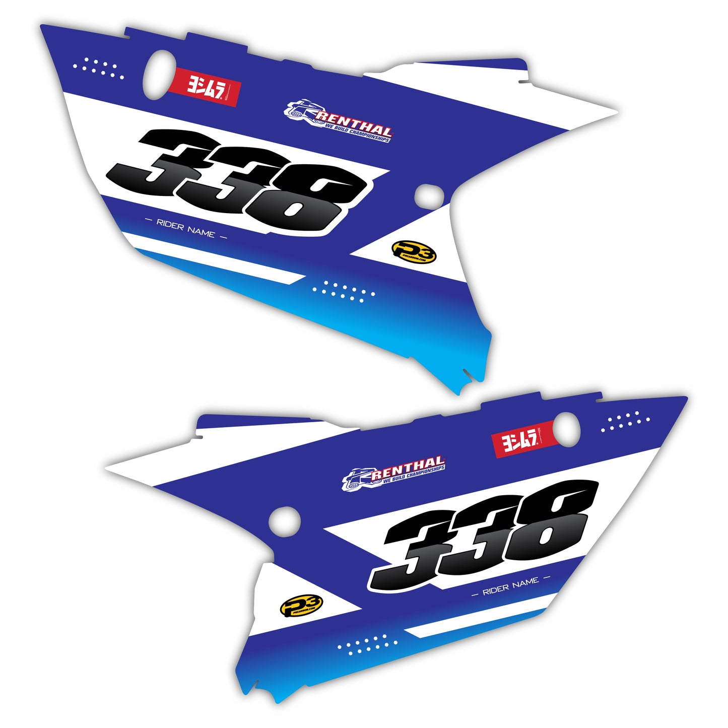 Front & Side Number Plate Graphics Kit - Fits Yamaha YZ125, YZ250, YZ250F, YZ450F, WR250F, WR450F