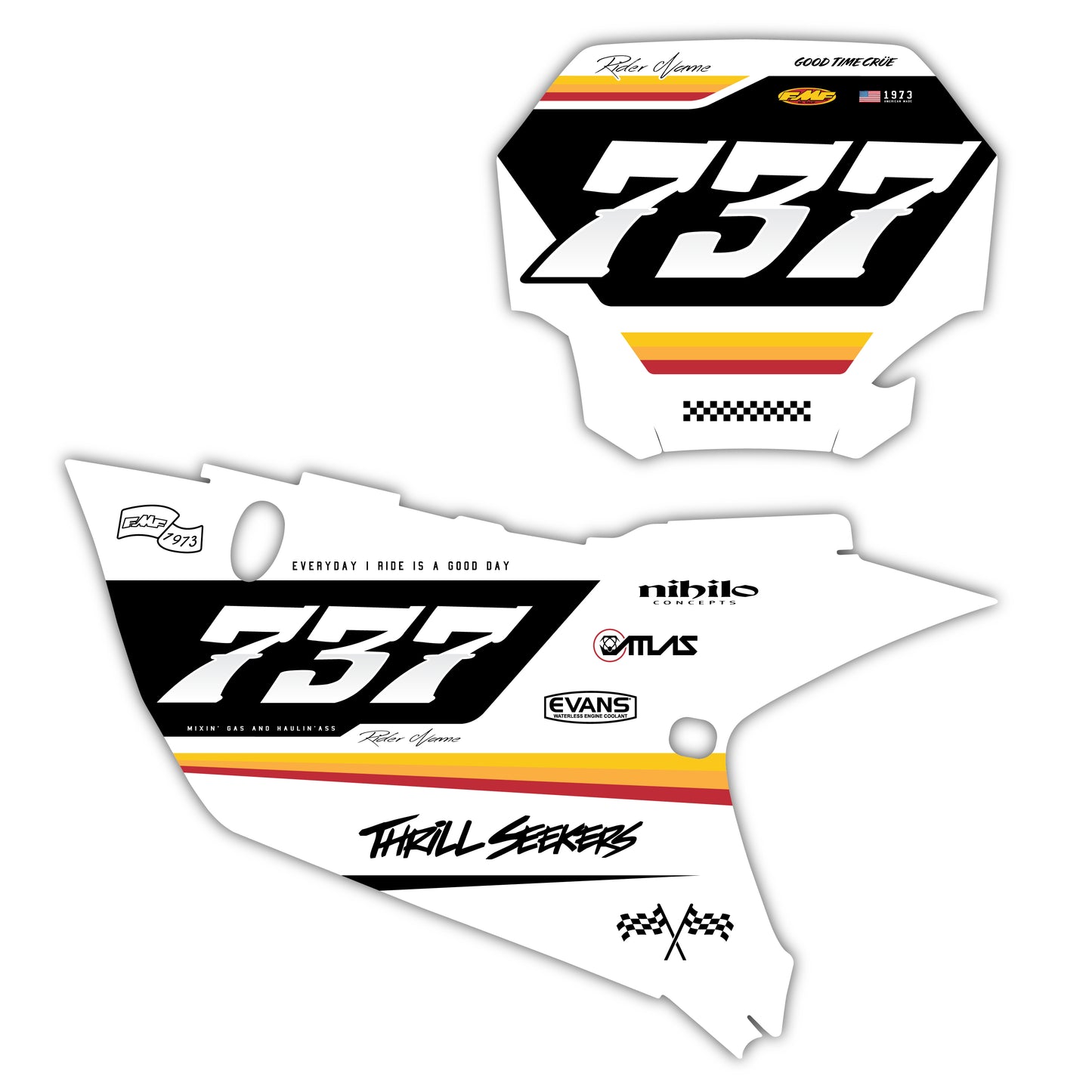 Front & Side Number Plate Graphics Kit - Fits Yamaha YZ125, YZ250, YZ250F, YZ450F, WR250F, WR450F