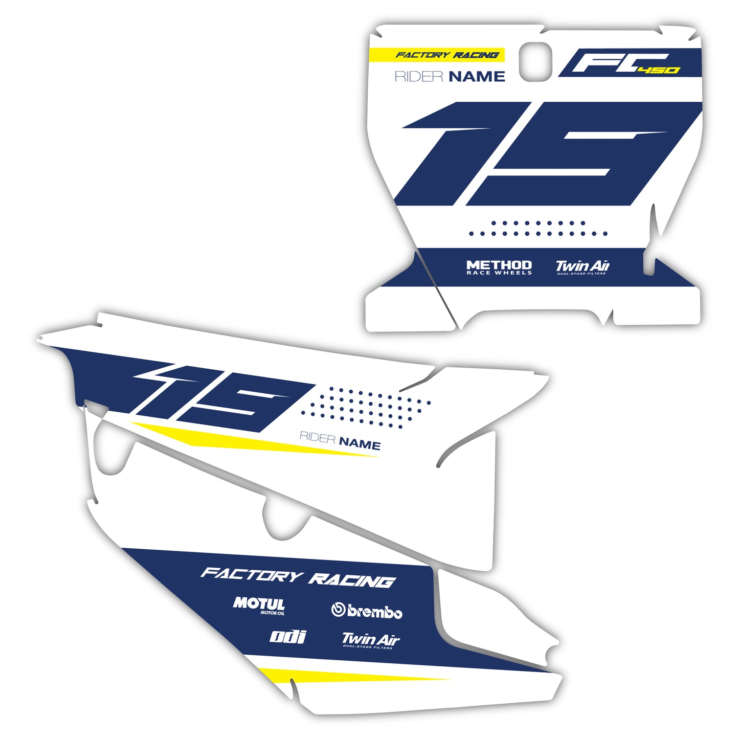 Front & Side Number Plate Graphics Kit - Fits Husqvarna TC 85, TC 125, FC 250, FC 350, FC 450, TE 300, FE 250, FE 350, FE 501