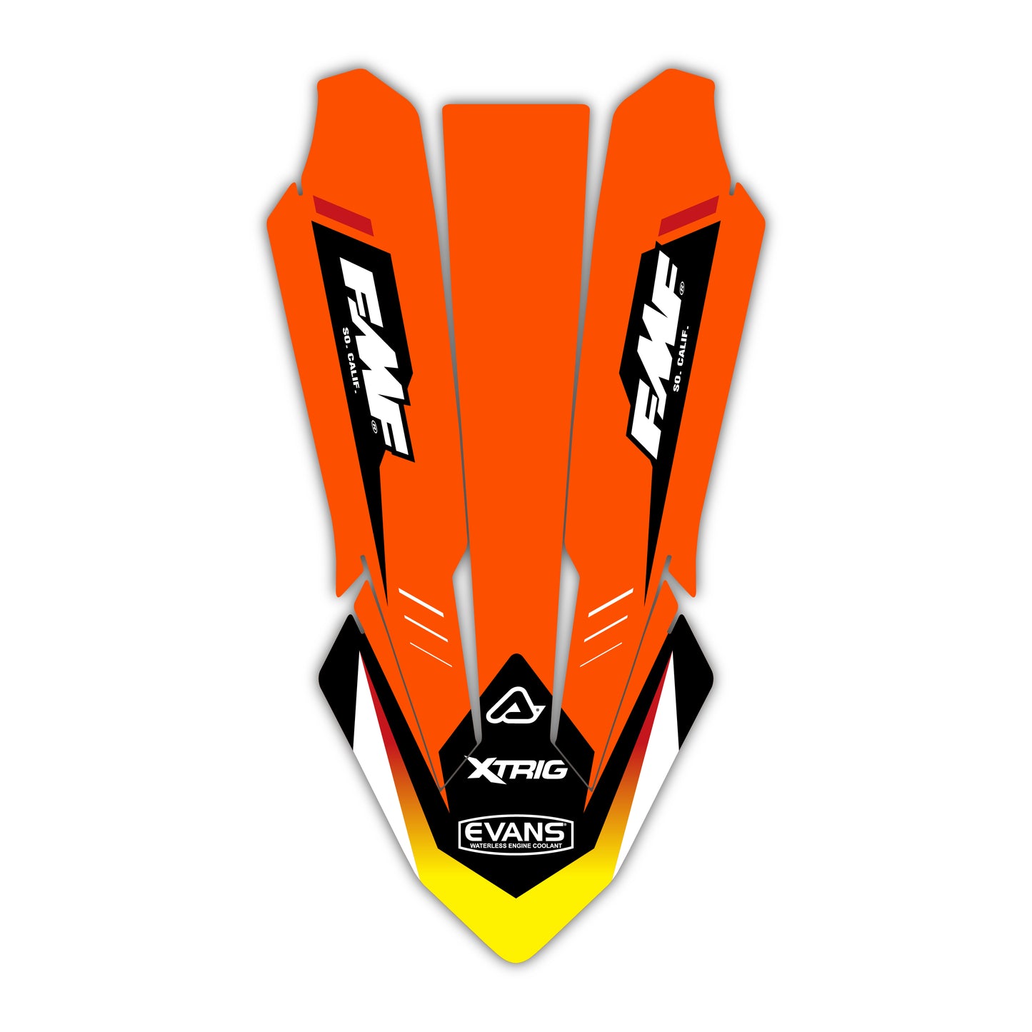 Front Fender Graphics Kit - Fits KTM SX50, SX65, SX85, 125 SX, 250 SX-F, 350 SX-F, 450 SX-F, 250 EXC-F, 300 EXC, 500 EXC-F